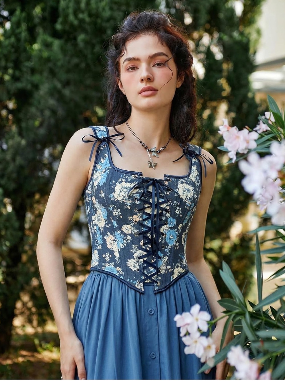 Scarlet Darkness Renaissance Festival Floral Corset Top